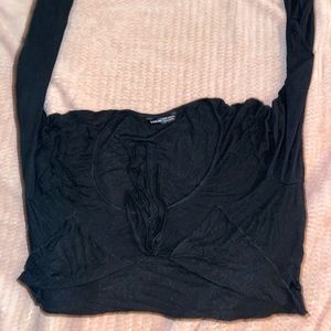 Black creep fox cleavage showing shirt